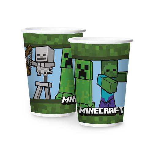 COPO PAPEL 180ML MINECRAFT C/ 08 - COPO DE PAPEL MINECRAFT COM 8