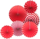 Kit Leque de Papel Decorativo Vermelho 6un